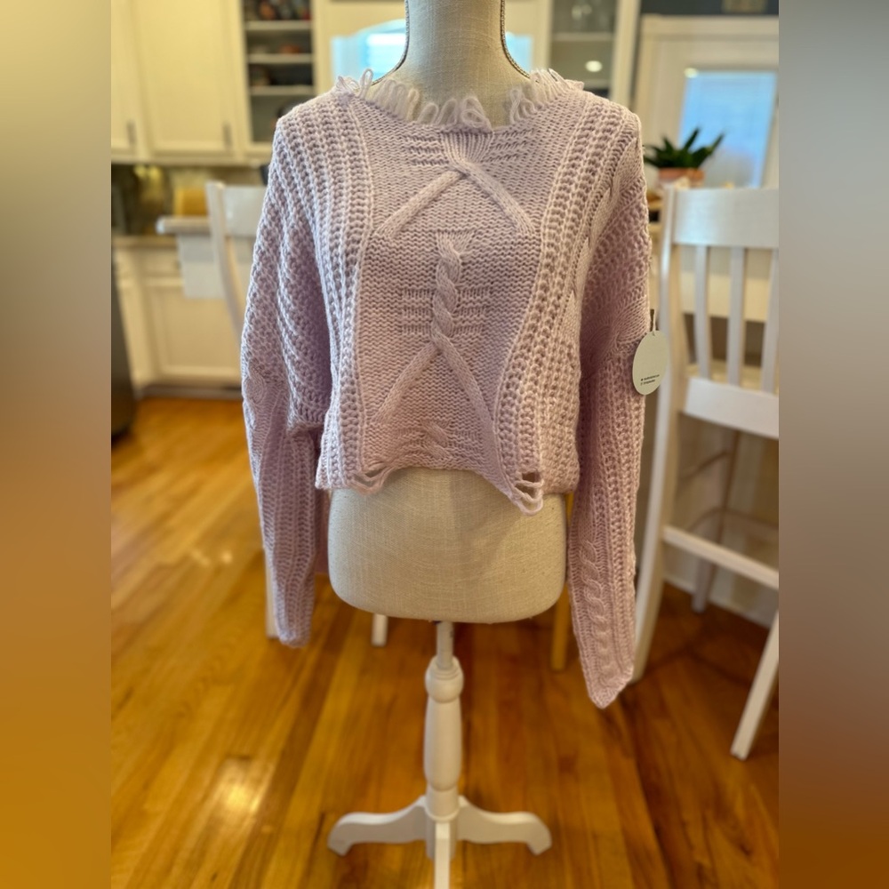 Cloud Ten pastel purple bell sleeved chunky knit sweater